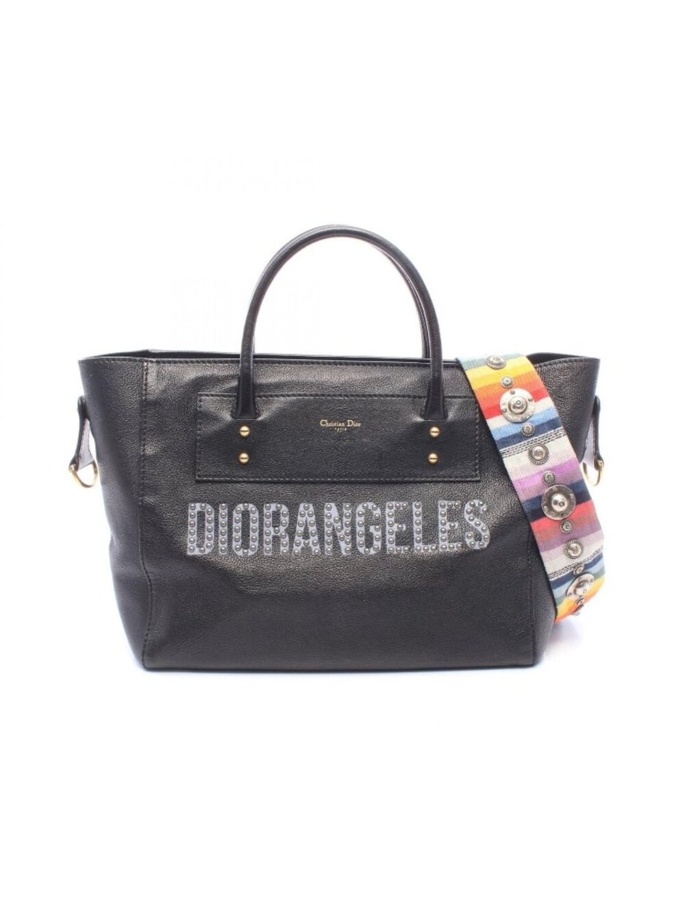 Dior Tote Bag Angeles Black Leather 2-Way